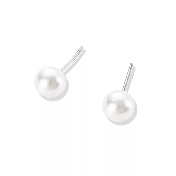 New Sterling Silver 925 Faux Pearl Stud Earrings - Picture 7 of 7